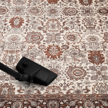 Designer Sultanabad rug in a transitional reading nook