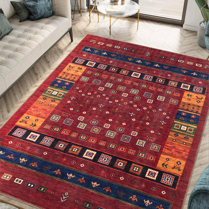 Faded Afghan medallion rug styled in a romantic living room