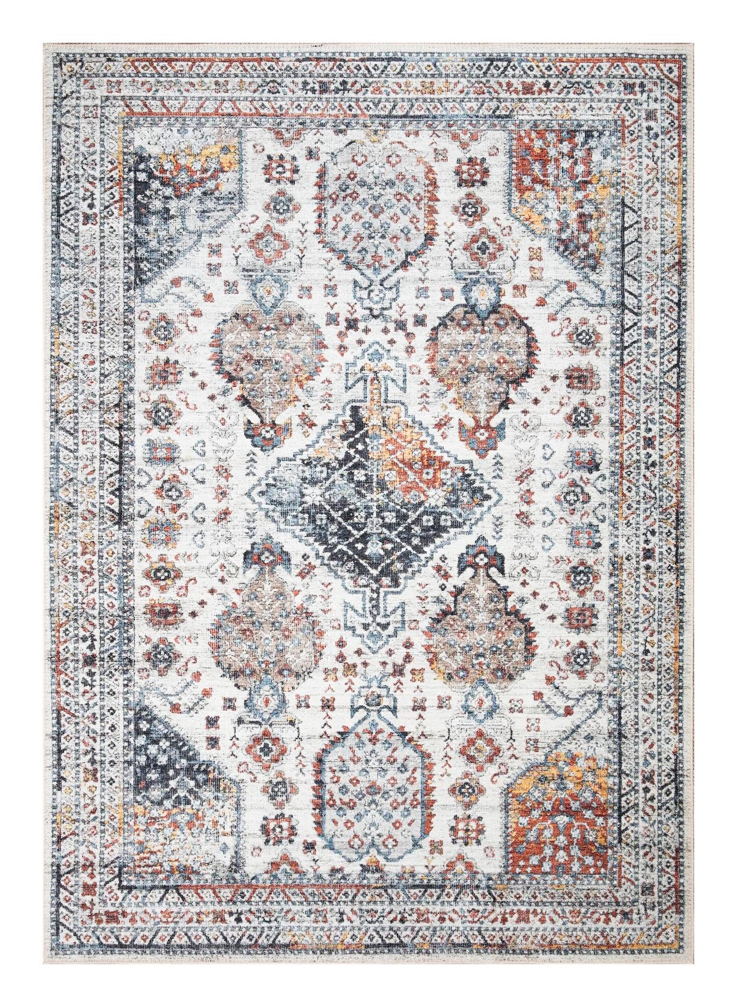 Tiderug Machine Washable Rugs, Offwhite/Multi