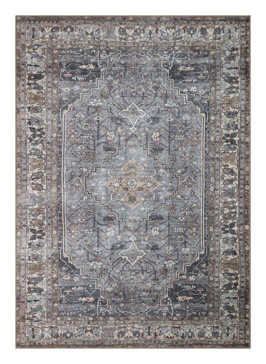 Tiderug Machine Washable Rugs, Smoke Grey/ Cold Green