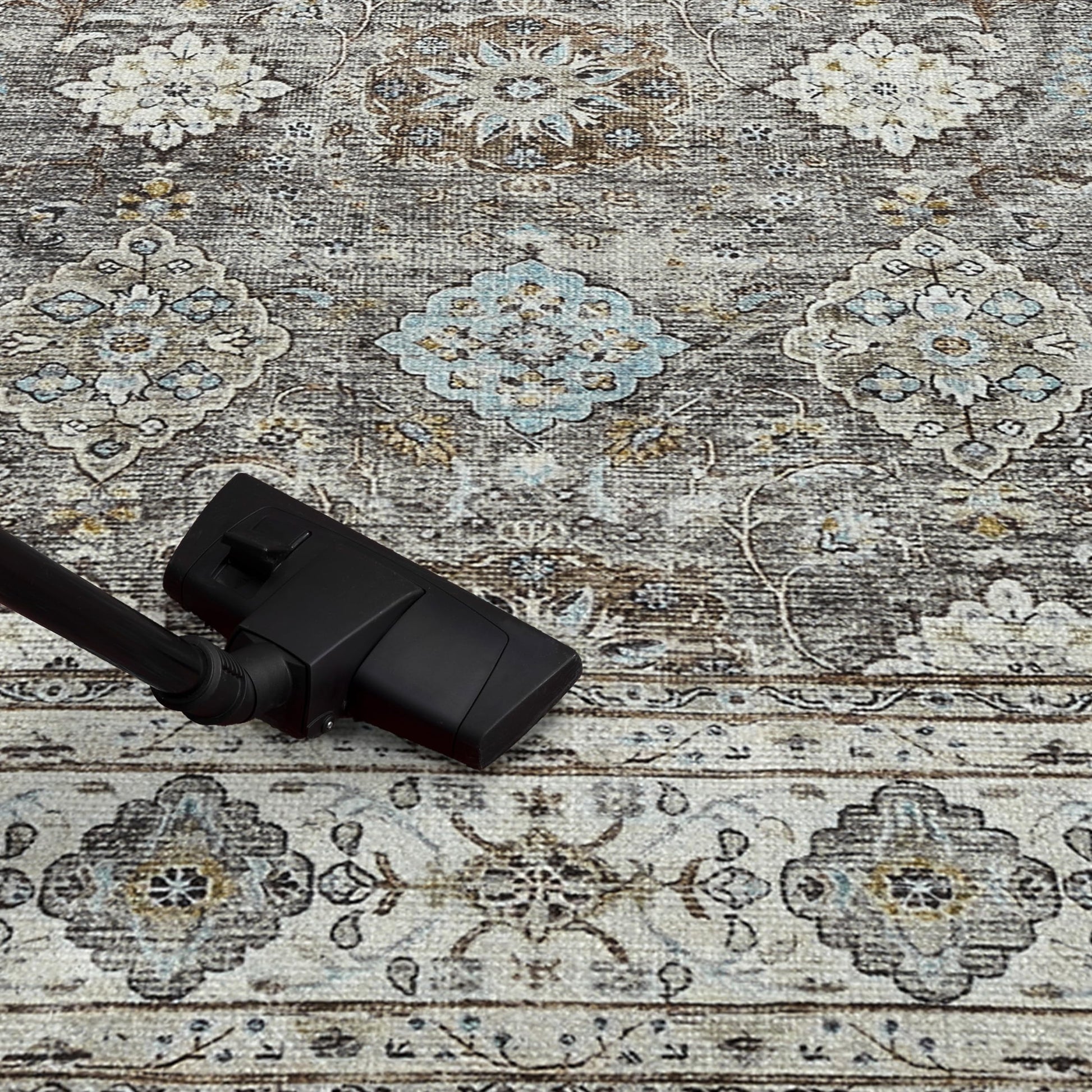 Turkish Oushak runner styled in a long entry hallway