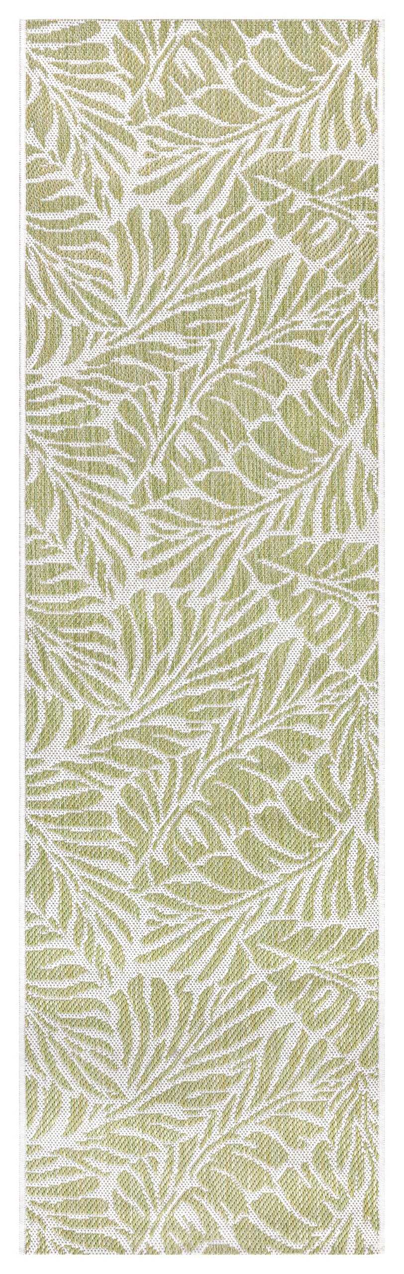 Close-up texture of the tropical fronds in Green on ivory