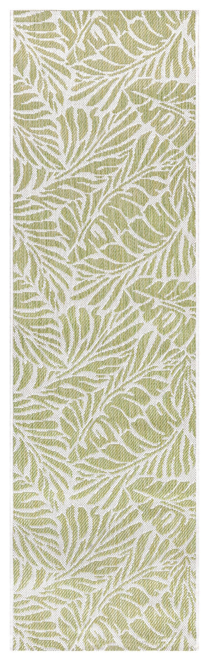 Close-up texture of the tropical fronds in Green on ivory