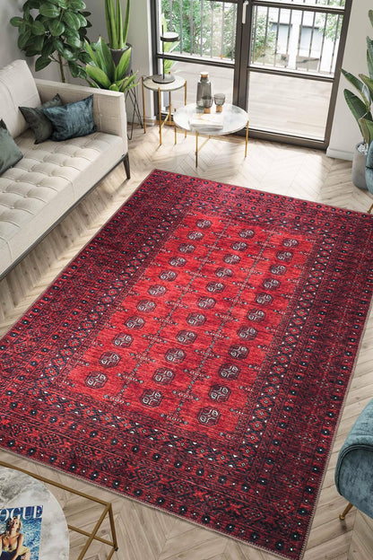 Tiderug Machine Washable Rugs, Red/Burgundy