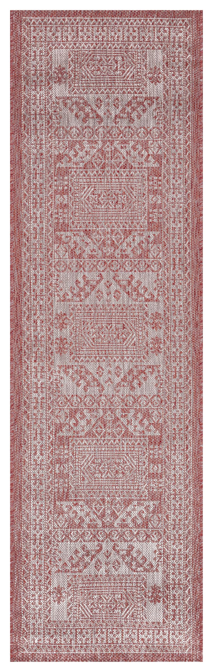 Close-up texture of the stepped medallion in Terracotta on gray