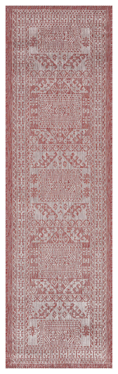 Close-up texture of the stepped medallion in Terracotta on gray