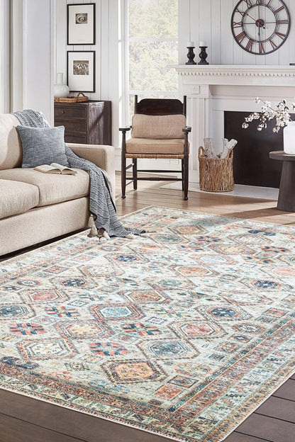 Tiderug Machine Washable Rugs, Beige/Multi