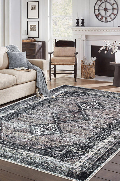 Tiderug Machine Washable Rugs, Black