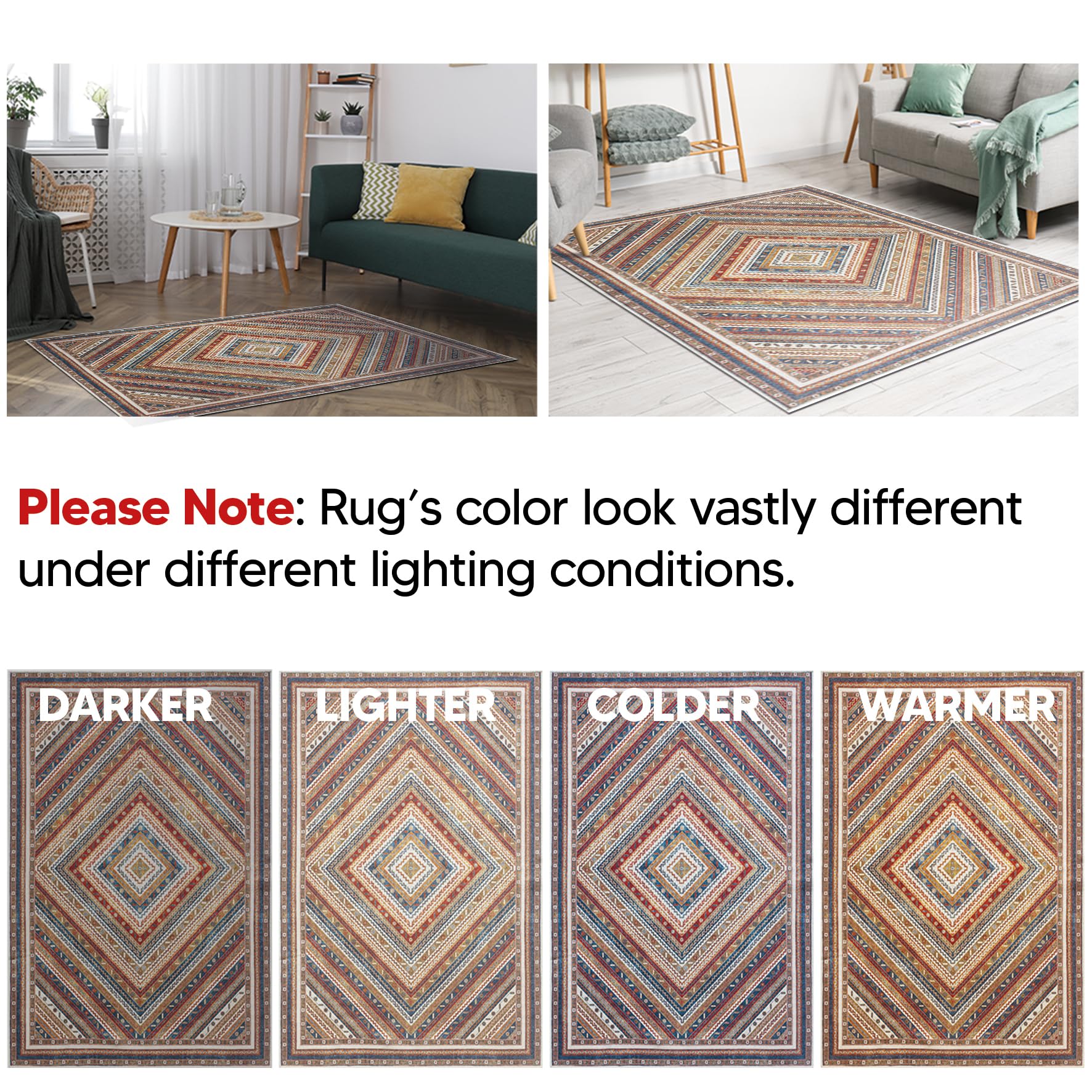 Khotan-inspired rug in a boho dining room with rattan accents
