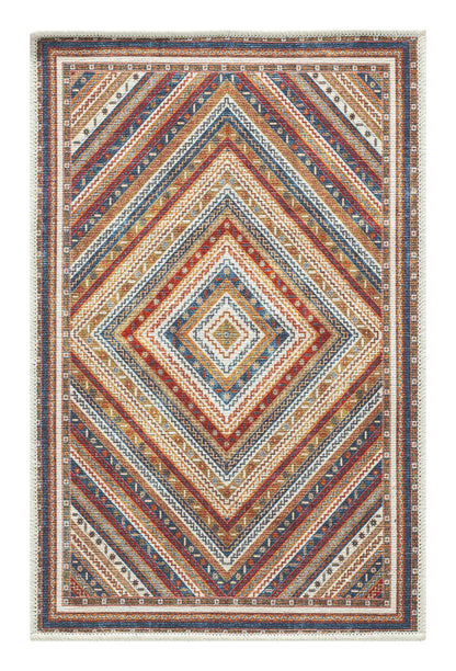Cream Khotan rug in a modern reading nook with armchair