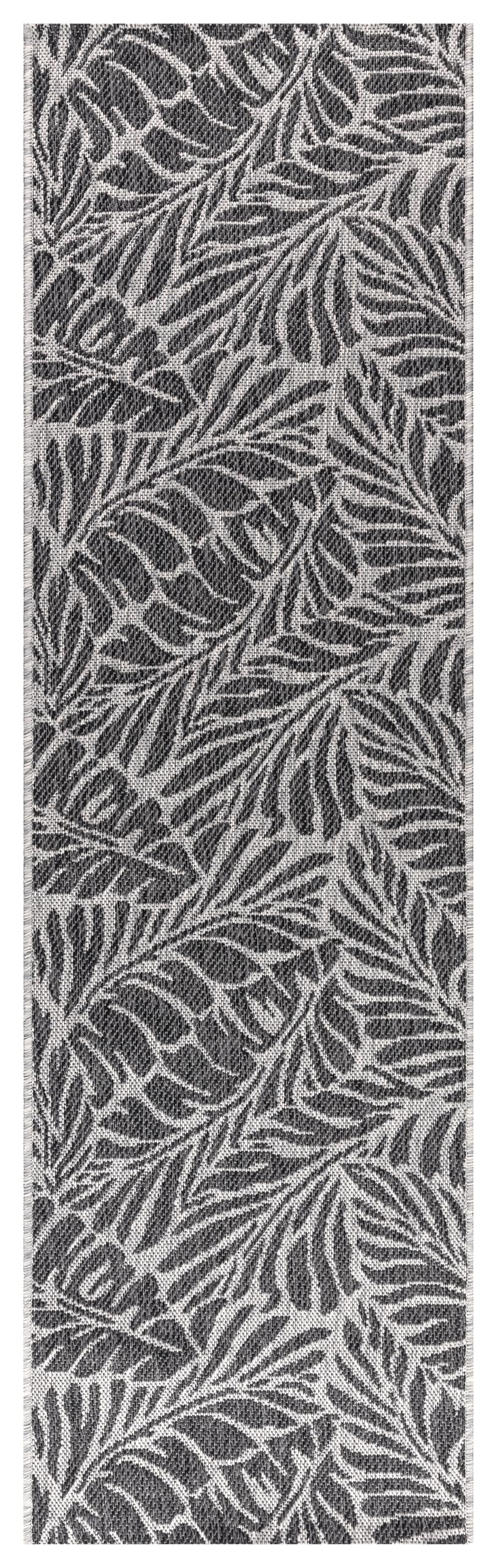 Close-up texture of the tropical fronds in Black on gray