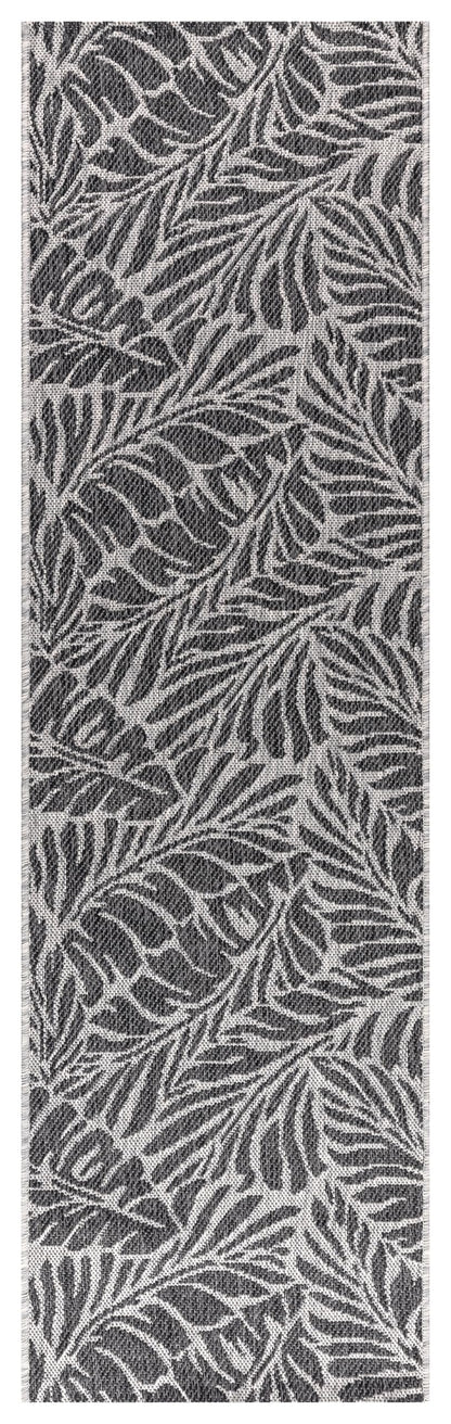 Close-up texture of the tropical fronds in Black on gray