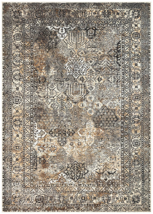 Tiderug Machine Washable Rugs, Anthracite Grey / Copper Tone