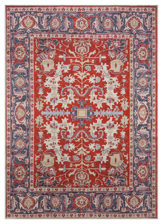 Tiderug Machine Washable Rugs, Red / Navy Blue