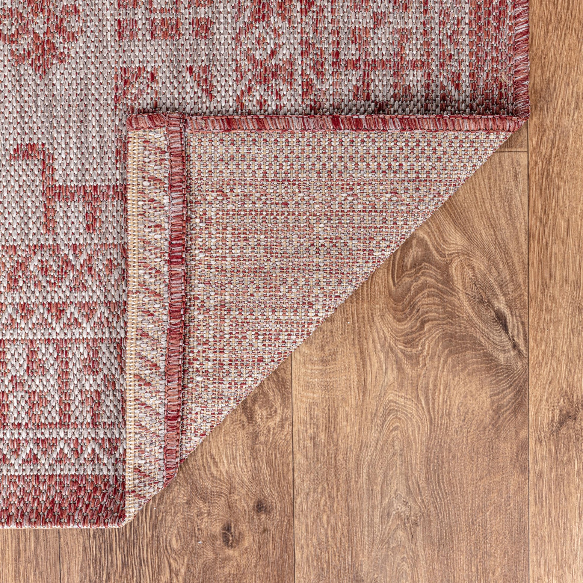 Tribal heritage weatherproof rug beside swimming pool