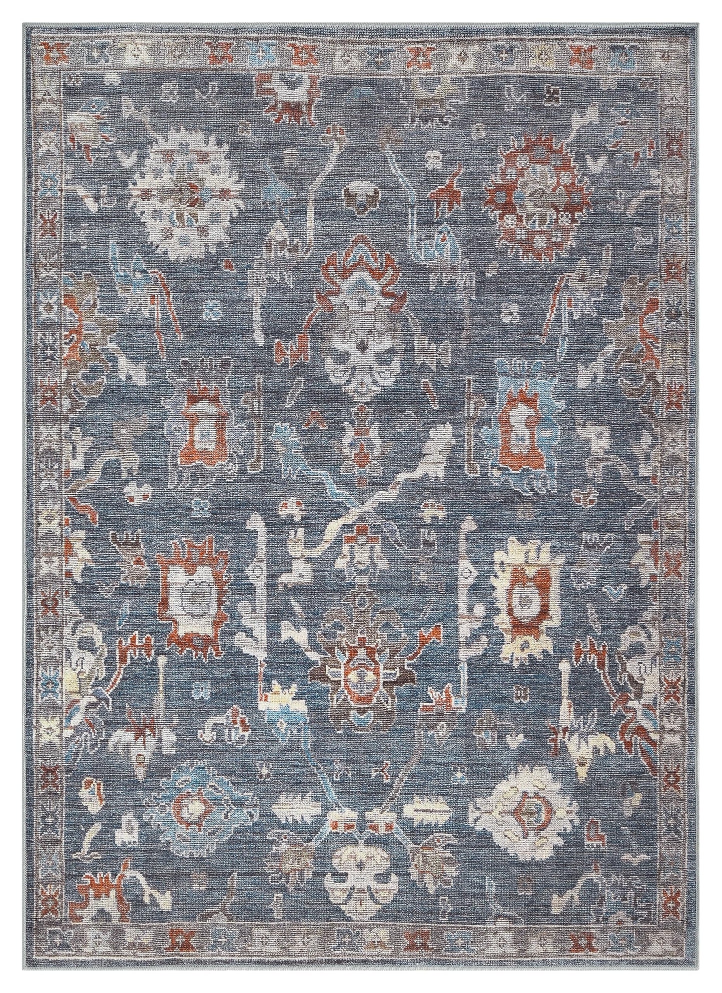 Antique Farahan Persian area rug in charcoal and cream with all-over diamond medallion grid