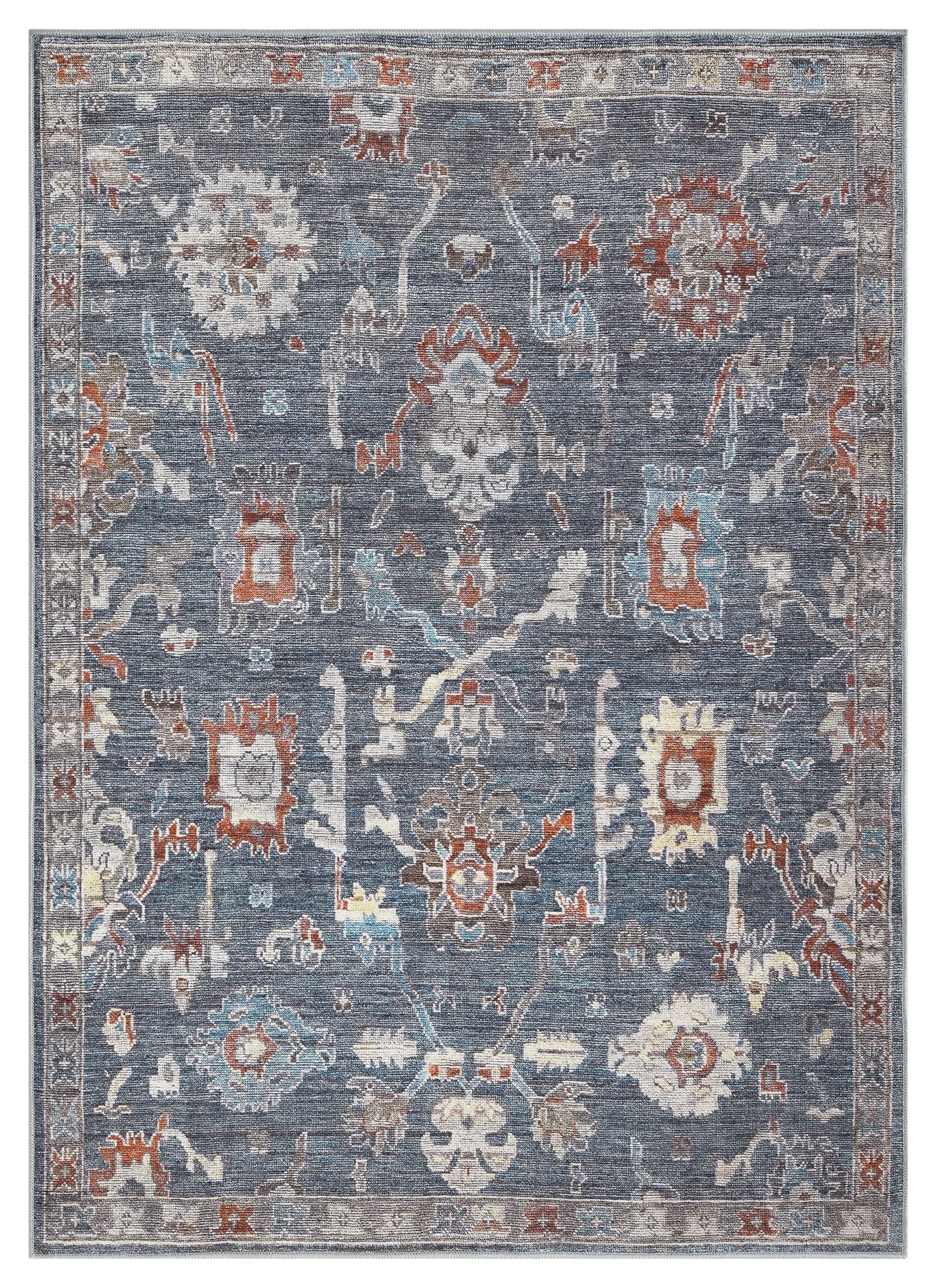 Antique Farahan Persian area rug in charcoal and cream with all-over diamond medallion grid