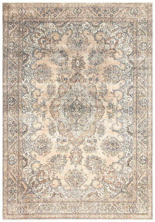 Tiderug Machine Washable Rugs, Dark Beige / Blue