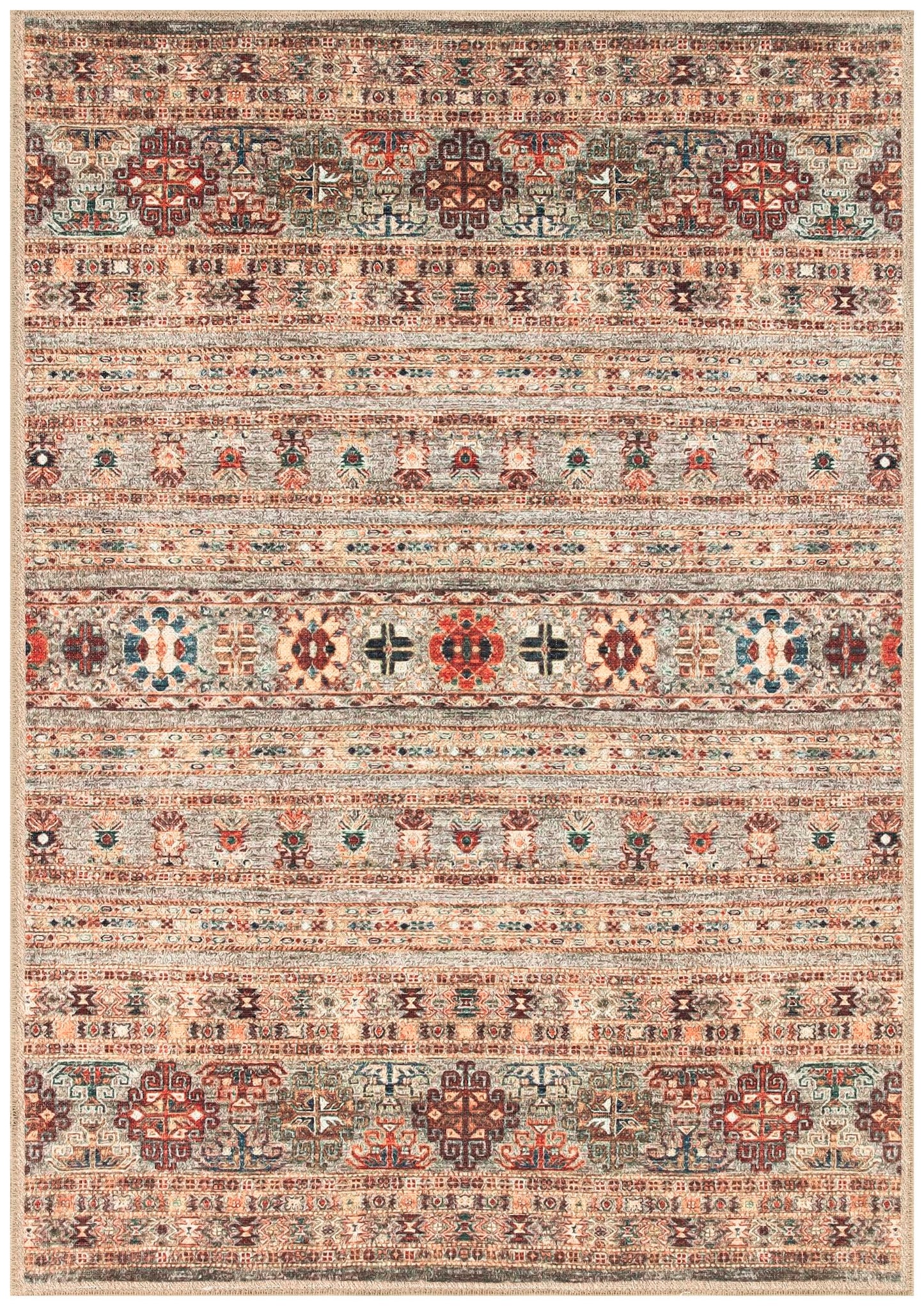Tribal Afghan Lori-Gabbeh area rug in burgundy with multicolor horse and panel motifs