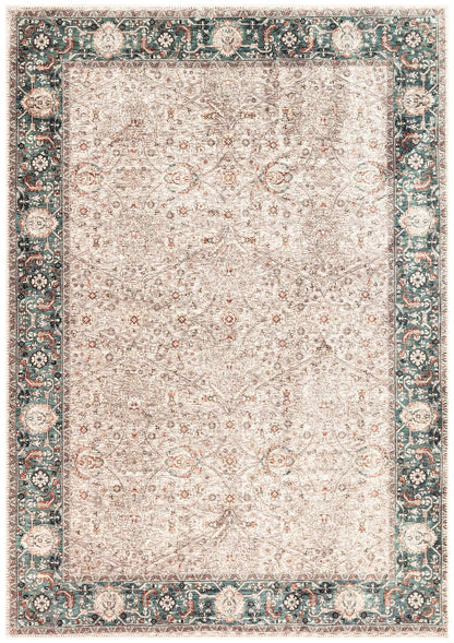 Antique Nain Persian area rug in cream and oil blue with refined all-over palmette field