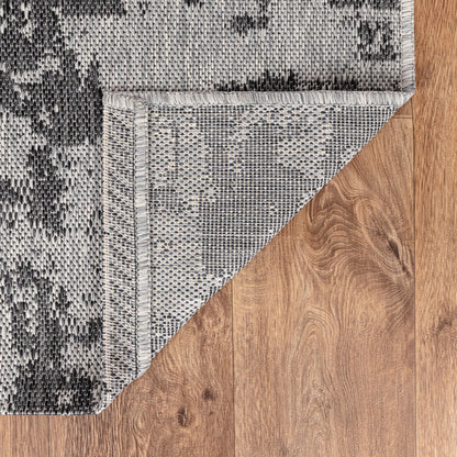 Modern abstract weatherproof rug beside swimming pool