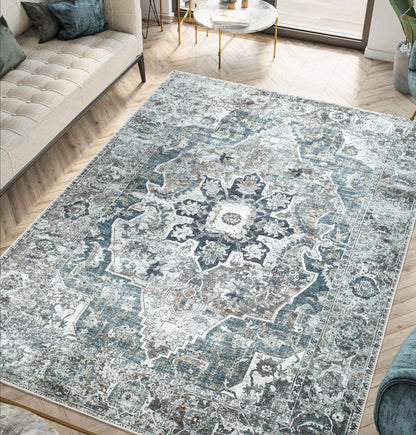 Ivory Agra rug styled in a designer warm-traditional living room